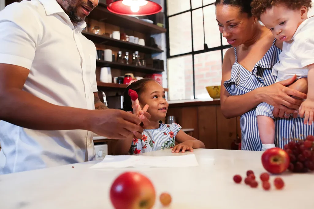 Family of picky kids making healthy food fun